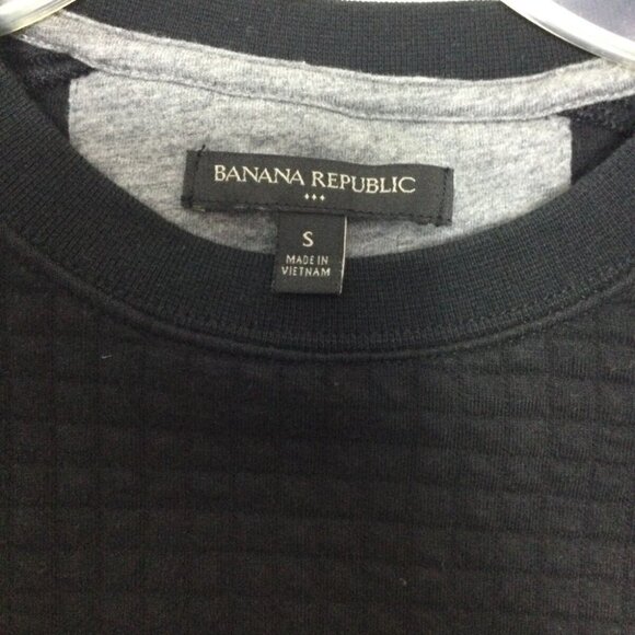 Banana Republic Pullover Sweatshirt Men's Small Black Long Sleeve Ribbed Hem - Picture 4 of 6